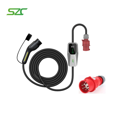 Caricabatterie per veicoli elettrici portatili a 3 fasi tipo 2 GBT tipo 1 per auto elettrica con cavo da 5 m SZC 11kW 22kW presa industriale facile da trasportare