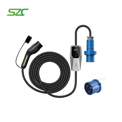 SZC caricabatterie portatile per veicoli elettrici da 7 kW tipo2 Mennekes per auto elettrica con presa industriale a cavo da 5M facile da trasportare